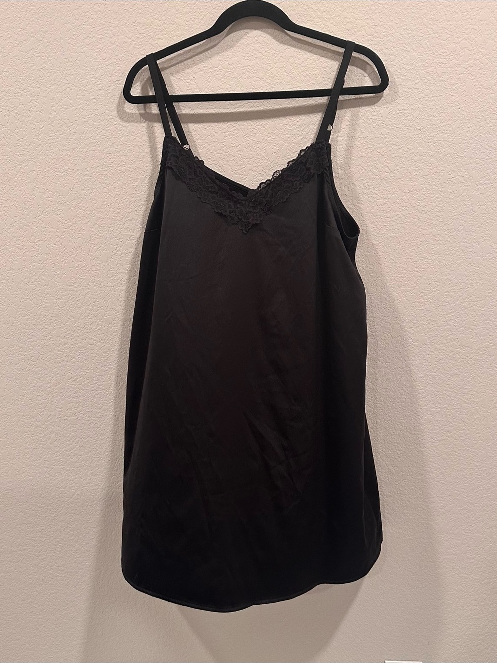torrid Black Satin Lace-Trim Chemise Slip